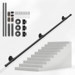 Rampe d'escalier, rampe d'escalier professionnelle de style industriel, couleur noire, tube en fer forg ...