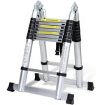 Randaco 2, 5m + 2, 5m echelle t�lescopique portable multifonctions aluminium pliable avec sac de transport ...