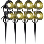 Randaco lot de 8 projecteur de jardin spot led ext�rieur avec piquet, 6w �clairage ext�rieur ip65 blanc ...