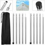 Randaco auvent de tente d'ext�rieur en alu de 2 m argent 4pcs avec poteau de support pliable pour randonn�e ...