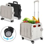 Randaco chariot de courses pliable 4 roues 50 l avec poign�e t�lescopique & couvercle pour voyages, courses, ...