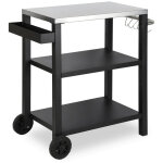 Randaco desserte ext�rieure � roulettes � 3 �tag�res, chariot de barbecue mobile avec support porte - ...