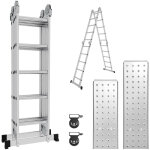 Randaco echelle pliante articul�e 5. 8m, echafaudage multifonction, ecarteur de mur, escabeau, 2 plaques ...