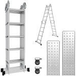 Randaco echelle pliante echelle multifonctionnelle echelle t�lescopique, 4x5 marches, ecarteur de mur, ...