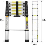 Randaco echelle t�lescopique 3, 2m echelle multifonctionnelle aluminium echelle simple echelle polyvalente ...