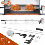 Randaco kit tournebroche �lectrique 117 cm pour barbecue et fumoir, acier inoxydable, 4 fourches, rotation ...