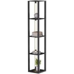 Randaco lampadaire etagere, 4 etag�res de stockage en bois, lampe avec led, lampe salon sur pied pour ...