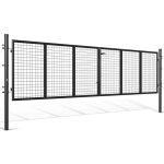 Randaco portail de jardin double battant - anthracite, 350x100cm - portillon grillag� - avec poign�e, ...