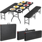 Randaco set brasserie pliant 3 pi�ces table 180 cm avec 2 bancs hdpe acier, capacit� 6 - 10 personnes, ...