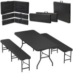 Randaco table et bancs pliants 3 pi�ces pour 6 - 10 personnes set brasserie 180 cm hdpe + acier portable ...