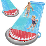 Randaco tapis de glisse aquatique double 550cm avec 2 planches, arroseur int�gr� & coussin gonflable ...