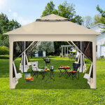 Randaco tonnelle pop - up de jardin 3, 3 � 3, 3 m pliante avec moustiquaire, installation rapide, beige ...