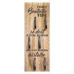 Pegane - range bouteilles en bois coloris naturel imprim noir - dim : l. 80 x l. 30 x h. 3 cm