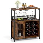 Range - bouteilles à vin autoportant 7 niveaux avec 2 rangées de porte - verres à pied & Étagères ouvertes, ... Range - bouteilles à vin autoportant 7 niveaux avec 2 rangées de porte - verres à pied & Étagères ouvertes, ...