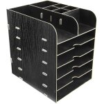 Rangement de bureau porte - magazines organisateur de table en bois bac � lettres avec 6 �tag�res support ...