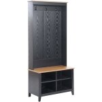 Rangement pour chaussures avec porte - manteau en mdf avec 4 compartiments 3 crochets noir et marron ...