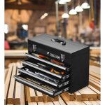 Rangement d'outils m�tallique 4 tiroirs - coffre portable robuste avec serrure - doublure protectrice ...