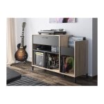 Gami - vinyle vintage meuble platine - style urbain - decor chene - l 115 x p 40 x h 81 cm Gami - vinyle vintage meuble platine - style urbain - decor chene - l 115 x p 40 x h 81 cm