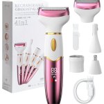 Rasoir �lectrique 4 en 1 pour femme avec affichage num�rique, �tanche ipx7, �pilateur facial pour femme, ...