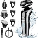 Rasoir electriques hommes, rasoir �lectrique 4 - in - 1, tondeuse barbe homme avec t�te de brosse nettoyante ...