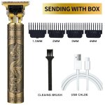 Rasoir �lectrique hommes tondeuse � barbe cheveux professionnel finition sans fil dragon dor� r�tro t ...