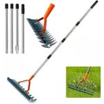 Rateau scarificateur gazon, scarificateur gazon manuel avec manche 170 cm, r�teau de scarification, scarificat ...