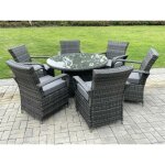 Rattan meubles de jardin table  manger et chaises wicker patio extrieur 6 chaises plus table ronde ...