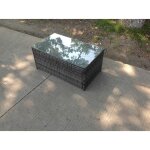 Fimous - rattan oblong table basse mobilier de jardin extrieur patio furniture gris fonc mix