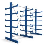 Rayonnage à bras en porte - à - faux stier double, 2 travées avec 5 niveaux 2600x2000x500 mm, bleu gentiane ... Rayonnage à bras en porte - à - faux stier double, 2 travées avec 5 niveaux 2600x2000x500 mm, bleu gentiane ...