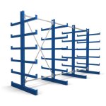 Rayonnage à bras en porte - à - faux stier double, 3 travées avec 5 niveaux 3900x2000x500 mm, bleu gentiane ... Rayonnage à bras en porte - à - faux stier double, 3 travées avec 5 niveaux 3900x2000x500 mm, bleu gentiane ...