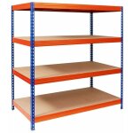 Rayonnage tagre charge lourde tle d'acier 4 tages bleu - orange 200 x 180 x 60 cm charge max : 1500 ...