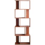 Rebecca mobili bibliotheque 5 etageres marron noyer mdf bureau 169x60x24