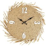 Rebecca mobili horloge murale grand en bois paille, beige, style rustique pour cuisine salon 45 cm Rebecca mobili horloge murale grand en bois paille, beige, style rustique pour cuisine salon 45 cm