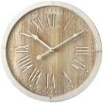 Mobili rebecca - rebecca mobili horloge murale ronde shabby marron blanc mdf 40x40x4, 5