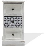 Mobili rebecca - rebecca mobili table de chevet 3 tiroirs, petite commode en bois mdf, blanc grisshabby ...