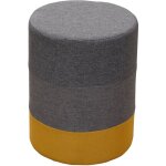 Mobili rebecca - rebecca mobili tabouret repose - pieds pouf rond bois tissu jaune gris 45x35x35