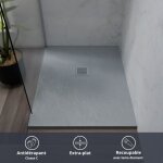 Cuisibane - receveur de douche 100x80 cm extra plat - diamant - gris ciment