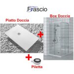 Receveur de douche 65x70 cm ligne vulcano slim blanc + cabine de douche 65x70 cm avec ouverture d'angle ...