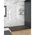 Ducha - receveur de douche � cadre lat�ral deluxe - r�sine et charges min�rales - texture ardoise - antid�rapa ...