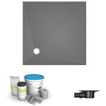 Wedi - receveur de douche  carreler 90 x 90 fundo primo carr coulement excentr + bonde horizontale ...