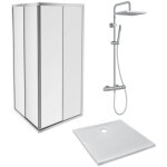 Jacob delafon - receveur douche ipso 90 x 90 + paroi porte d'angle coulissante + colonne douche Jacob delafon - receveur douche ipso 90 x 90 + paroi porte d'angle coulissante + colonne douche