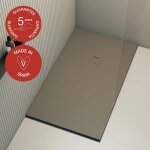 Poalgi - receveur de douche extraplat, gris tundra, l. 80 x l. 120 cm, finition ardoise, s�rie hos's