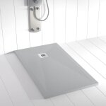 Receveur de douche resine ples gris - 110x100 cm - grille + valve offerte