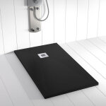 Receveur de douche resine ples noir - 80x120 cm - grille + valve offerte