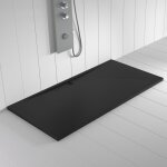 Receveur de douche resine wide noir (grille coloure) - 70x80 cm - grille + valve offerte