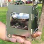 R�chaud de camping en acier inoxydable, r�chaud � bois portable, r�chaud � alcool pliable, avec plateau ...