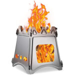 R�chaud de camping po�le � bois portable compact po�le � bois en acier inoxydable / titane pour pique ...