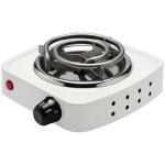 R�chaud �lectrique portable - avizar - 500w - plaque 14 cm - thermostat 5 niveaux - compact blanc