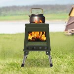 R�chaud de tente portable � bois pour camping - mini po�le pour cuisiner et chauffer avec 16 a�rations ...