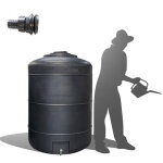 R�cup�rateur eau de pluie hors - sol 1000 litres rond ds eau gris anthracite + connectique d'entr�e garantie ...